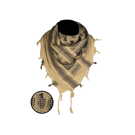 Na hlavu a krk-Šátek na krk, "Shemagh" se vzorem Pineapple, coyote/černá